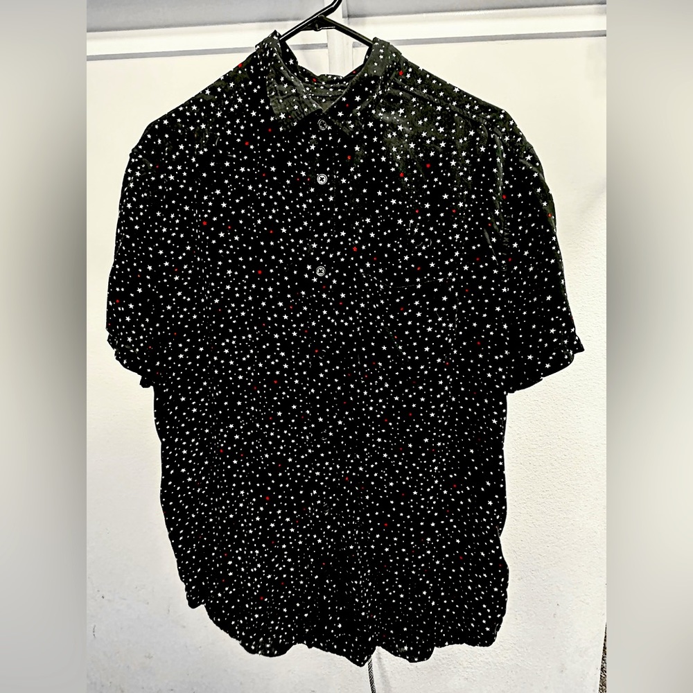 H&M Short Sleeve Button Up - Dark Navy Blue w/ Stars